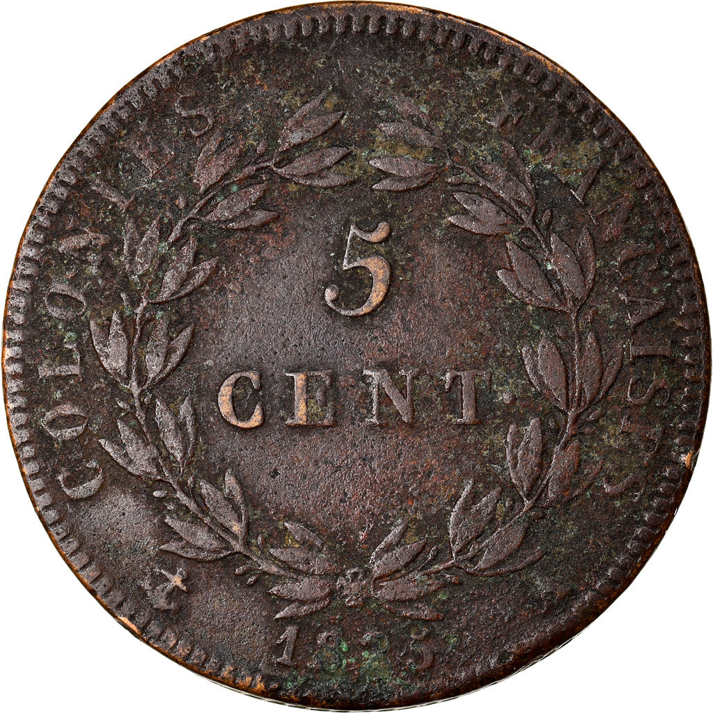 Moneda, COLONIAS FRANCESAS, Charles X, 5 Centimes, 1825, Paris, BC+, Bronce