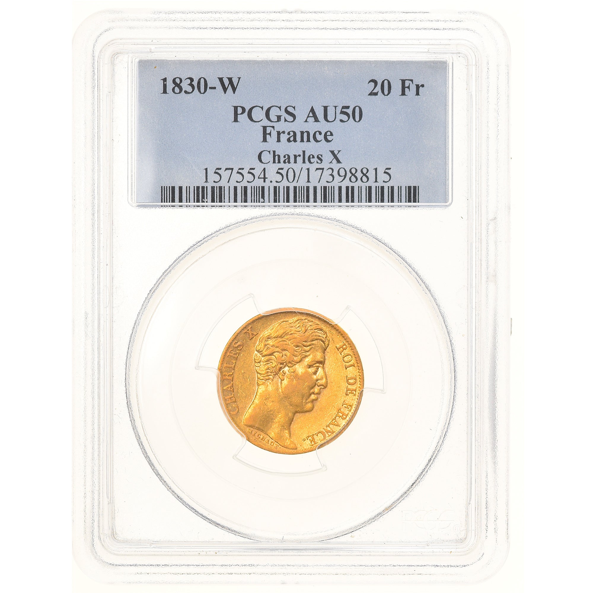 Moneta, Francia, Charles X, 20 Francs, 1830, Lille, PCGS, AU50, BB+, Oro