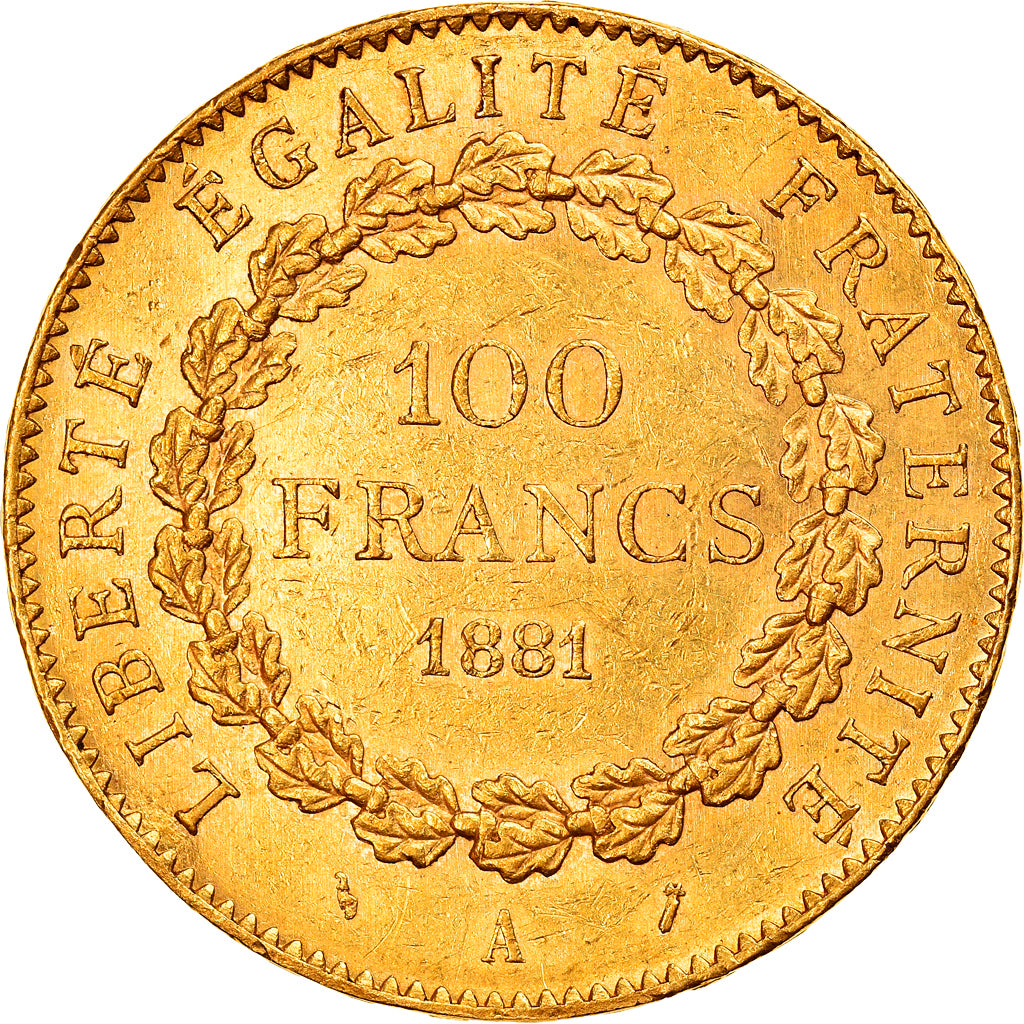 Moneta, Francia, Génie, 100 Francs, 1881, Paris, BB, Oro, KM:832, Gadoury:1137