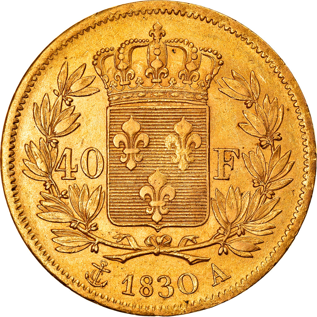 Moeda, França, Charles X, 40 Francs, 1830, Paris, EF(40-45), Dourado, KM:721.1