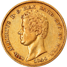 Moneta, STATI ITALIANI, SARDINIA, Carlo Alberto, 20 Lire, 1844, Torino, BB, Oro