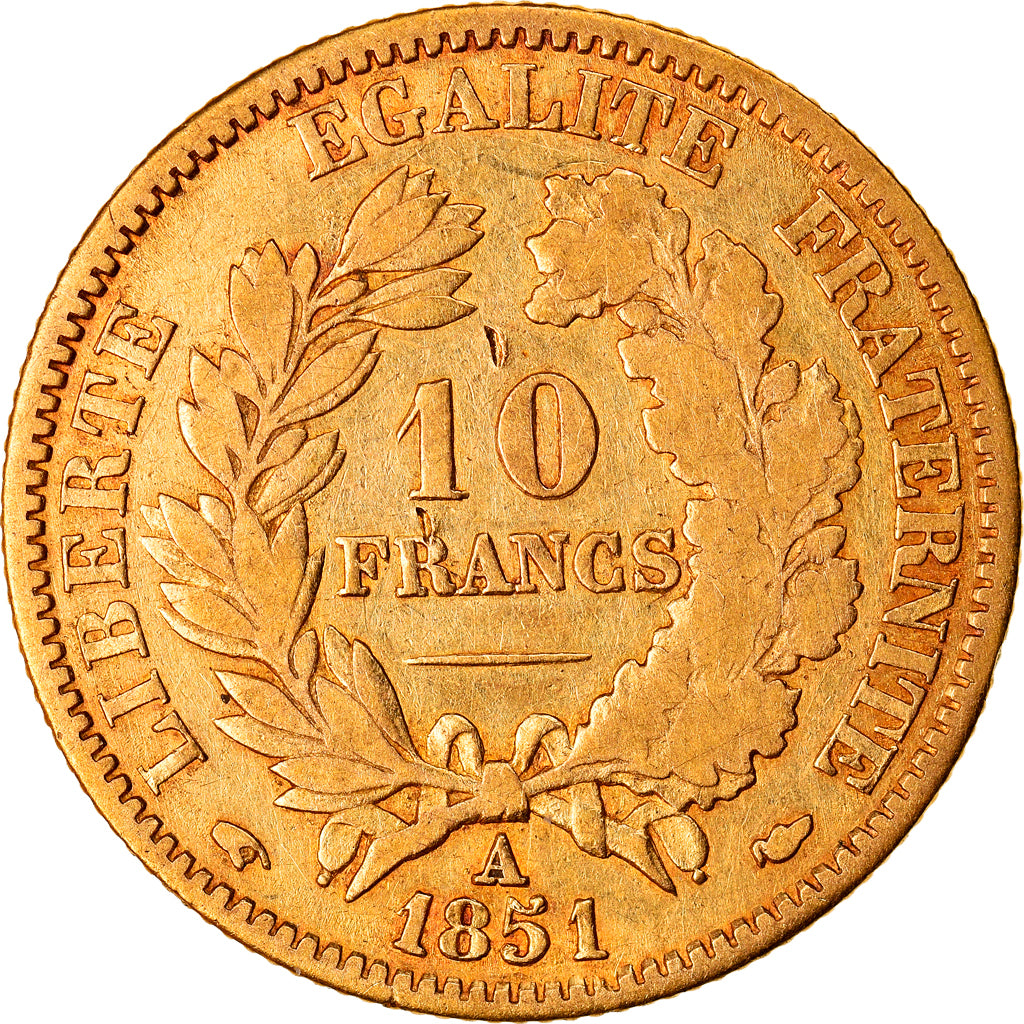 Coin, France, Cérès, 10 Francs, 1851, Paris, VF(30-35), Gold, KM:770
