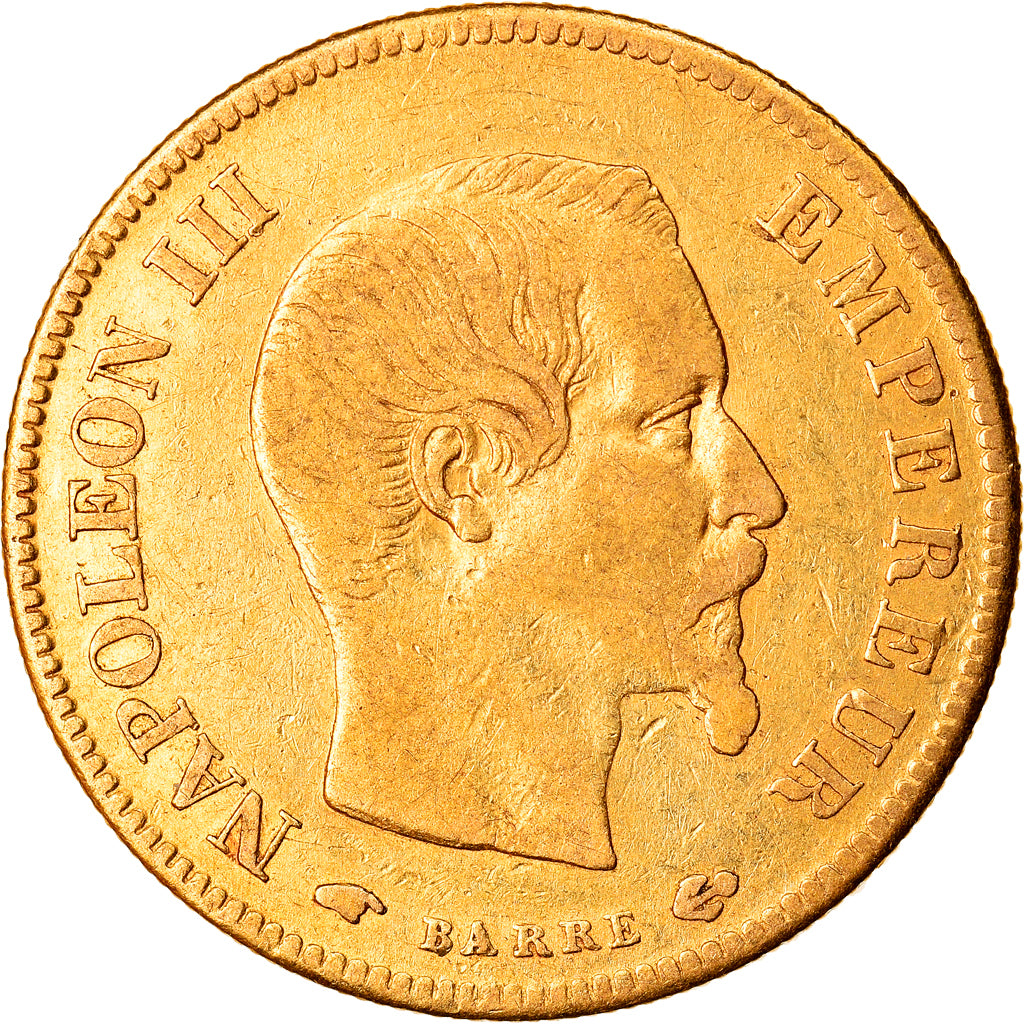 Moneta, Francia, Napoleon III, 10 Francs, 1856, Paris, MB, Oro, KM:784.3