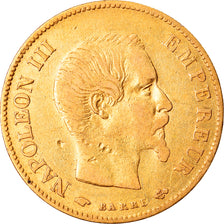 Moneda, Francia, Napoleon III, 10 Francs, 1859, Paris, BC+, Oro, KM:784.3