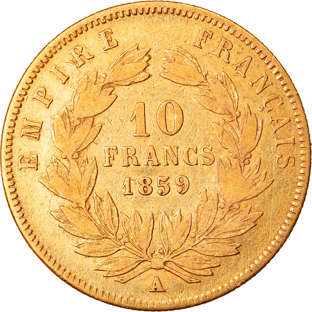 Munten, Frankrijk, Napoleon III, 10 Francs, 1859, Paris, FR, Goud, KM:784.3