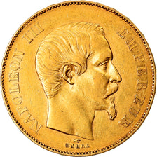 Moneda, Francia, Napoleon III, Napoléon III, 50 Francs, 1855, Paris, MBC+, Oro