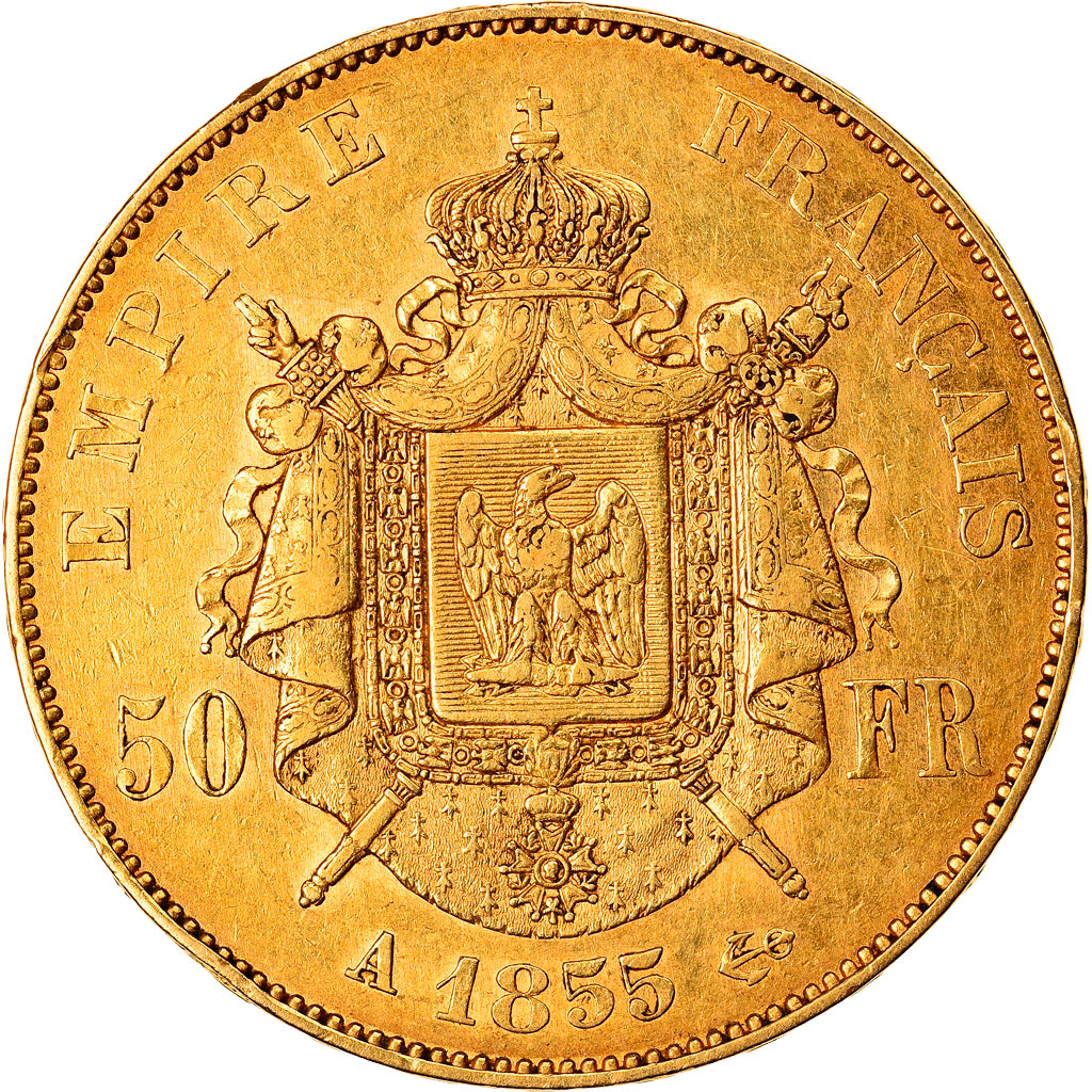 Coin, France, Napoleon III, Napoléon III, 50 Francs, 1855, Paris, AU(50-53)
