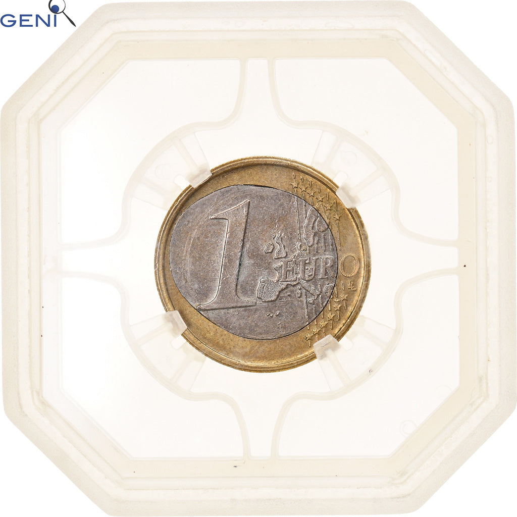 Pays-Bas, 1 Euro, 2001, error misaligned core, GENI, AU58, SUP, Bi-Metallic