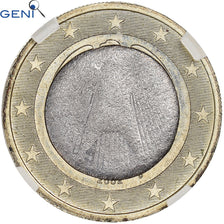 Germany, 1 Euro, 2002, Munich, error split core, GENI, MS64, MS(64), Bi-Metallic