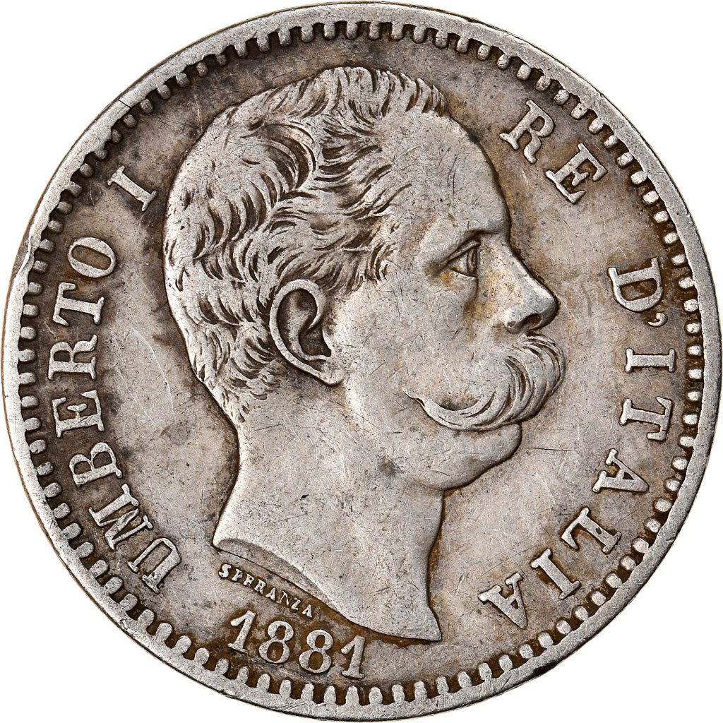 Moneta, Italia, Umberto I, 2 Lire, 1881, Rome, MB+, Argento, KM:23