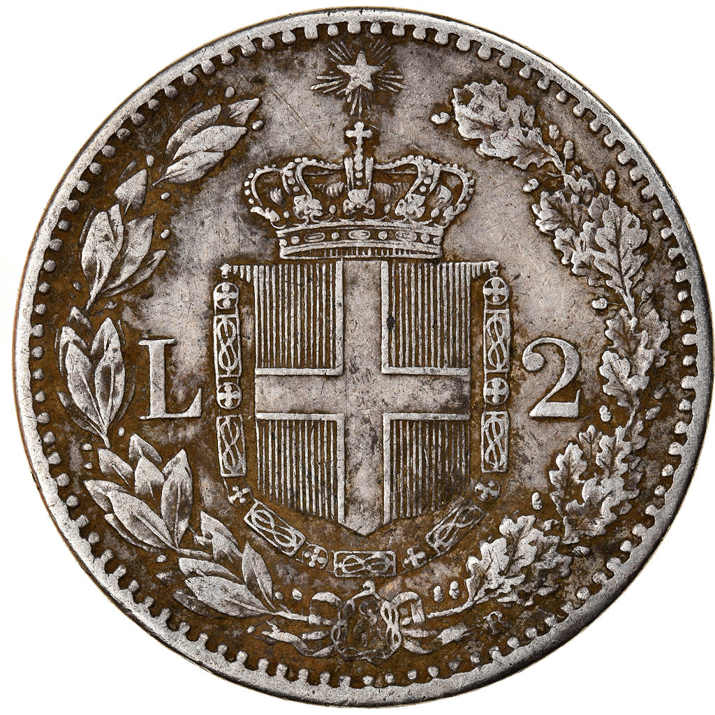 Moneta, Italia, Umberto I, 2 Lire, 1881, Rome, MB+, Argento, KM:23