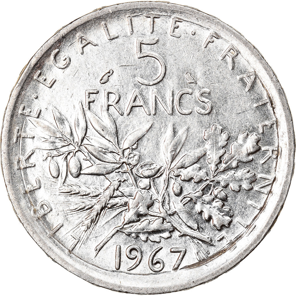 Munten, Frankrijk, Semeuse, 5 Francs, 1967, Paris, ZF, Zilver, KM:926
