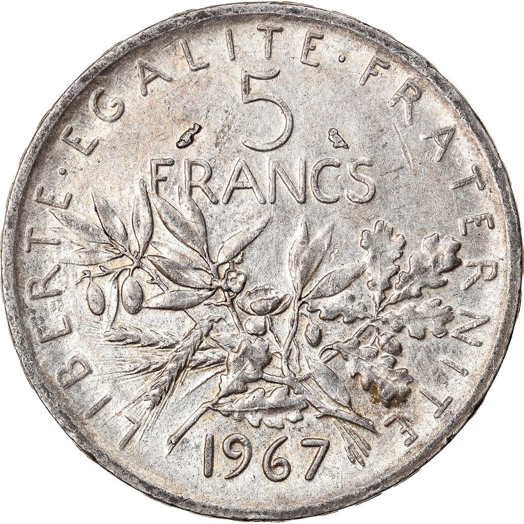 Moeda, França, Semeuse, 5 Francs, 1967, Paris, EF(40-45), Prata, KM:926