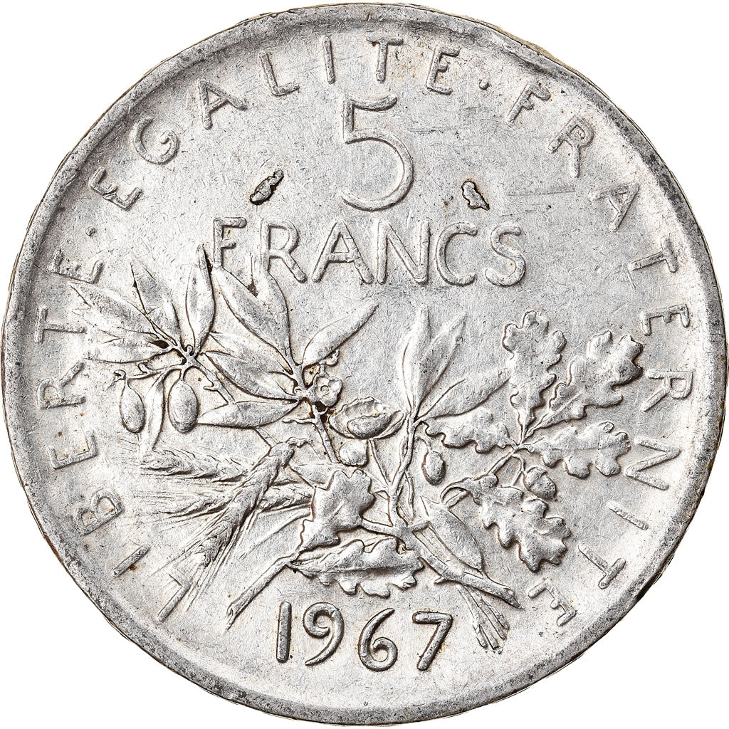 Moeda, França, Semeuse, 5 Francs, 1967, Paris, EF(40-45), Prata, KM:926