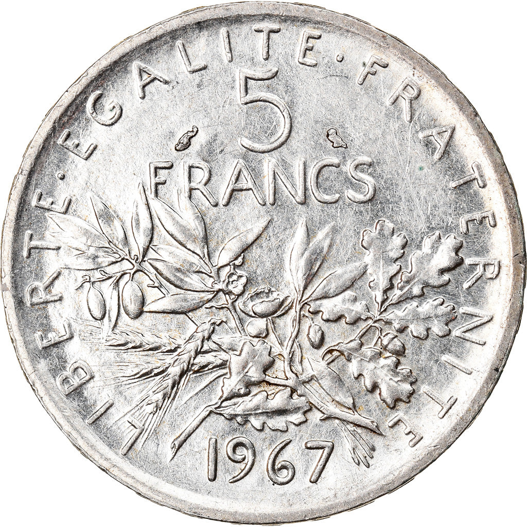 Coin, France, Semeuse, 5 Francs, 1967, Paris, AU(55-58), Silver, KM:926