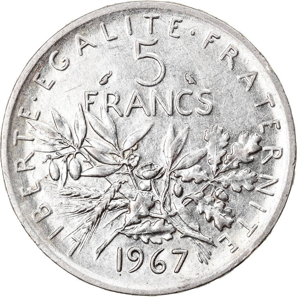 Münze, Frankreich, Semeuse, 5 Francs, 1967, Paris, VZ, Silber, KM:926