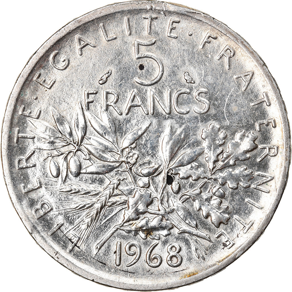 Munten, Frankrijk, Semeuse, 5 Francs, 1968, ZF+, Zilver, KM:926, Gadoury:770