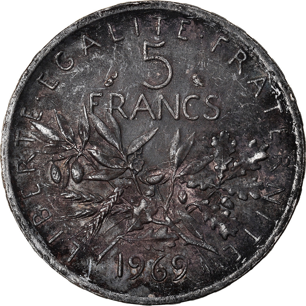 Moneda, Francia, Semeuse, 5 Francs, 1969, MBC, Plata, KM:926, Gadoury:770