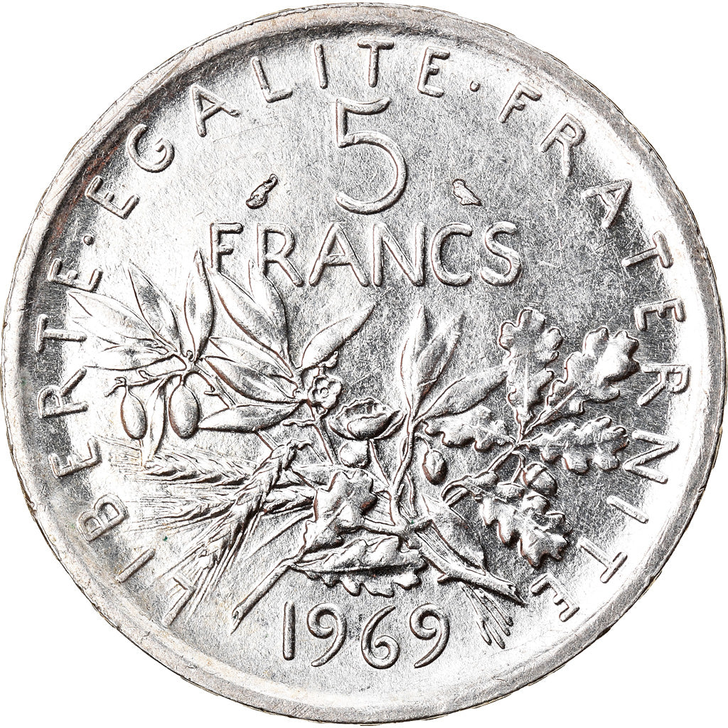 Coin, France, Semeuse, 5 Francs, 1969, MS(60-62), Silver, KM:926, Gadoury:770