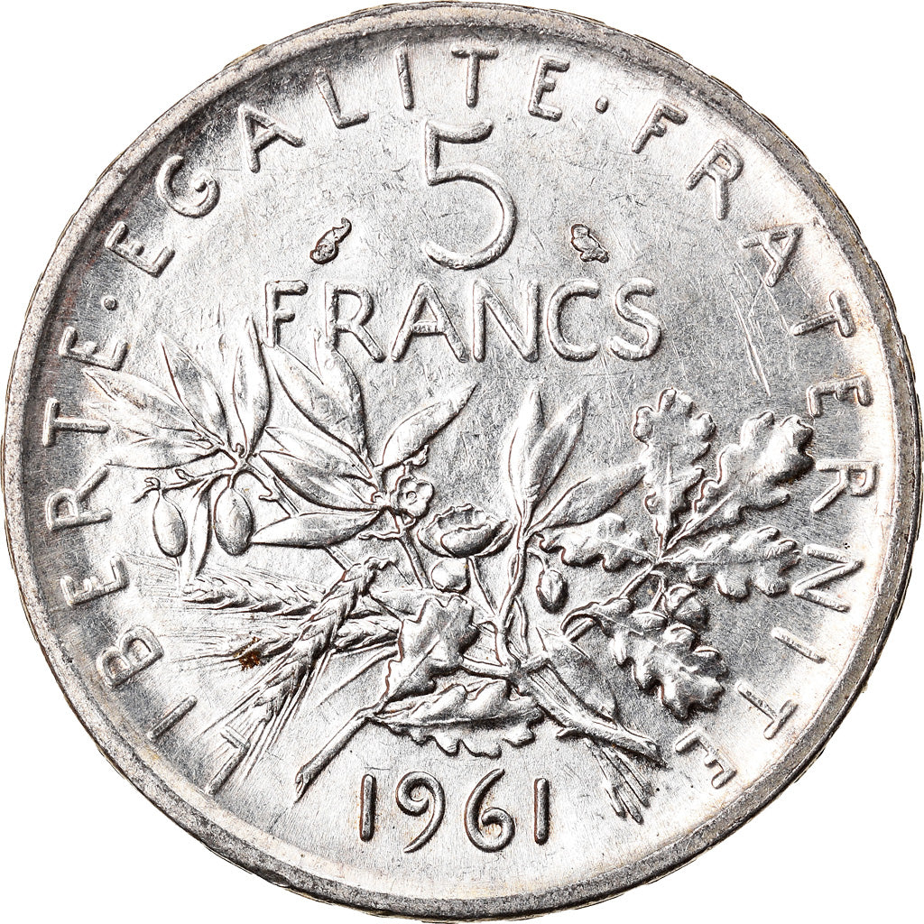 Moneta, Francia, Semeuse, 5 Francs, 1961, Paris, SPL-, Argento, KM:926