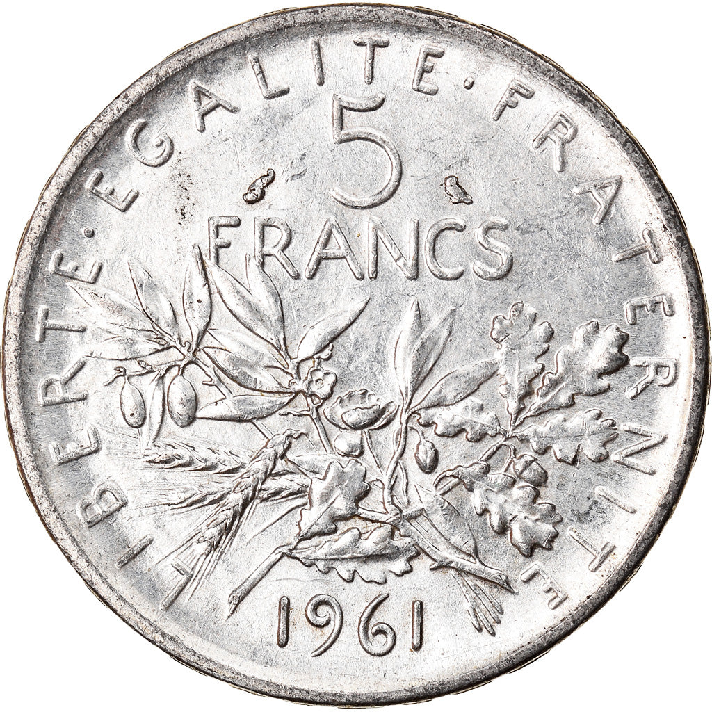 Moneta, Francia, Semeuse, 5 Francs, 1961, Paris, SPL-, Argento, KM:926