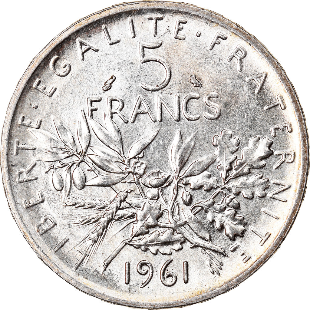 Moneta, Francia, Semeuse, 5 Francs, 1961, Paris, SPL-, Argento, KM:926