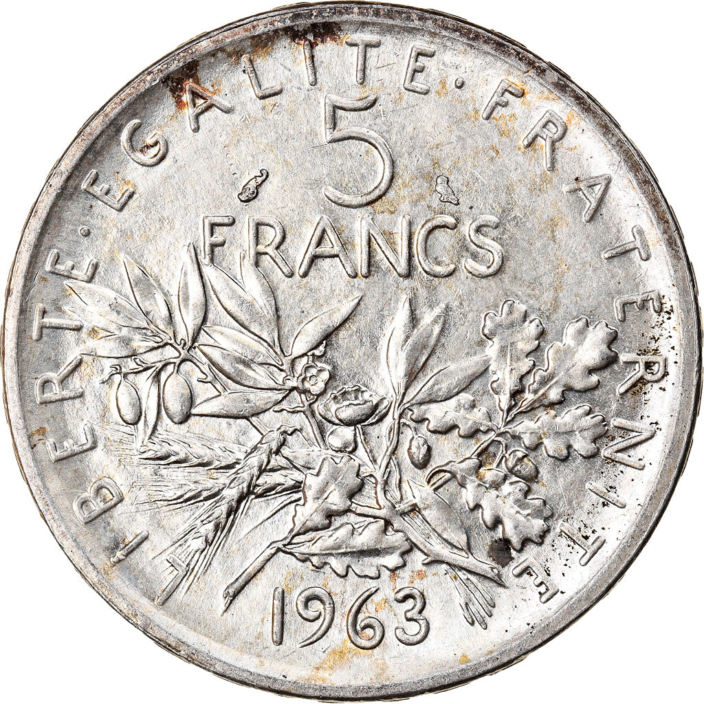 Moneta, Francia, Semeuse, 5 Francs, 1963, Paris, SPL-, Argento, KM:926