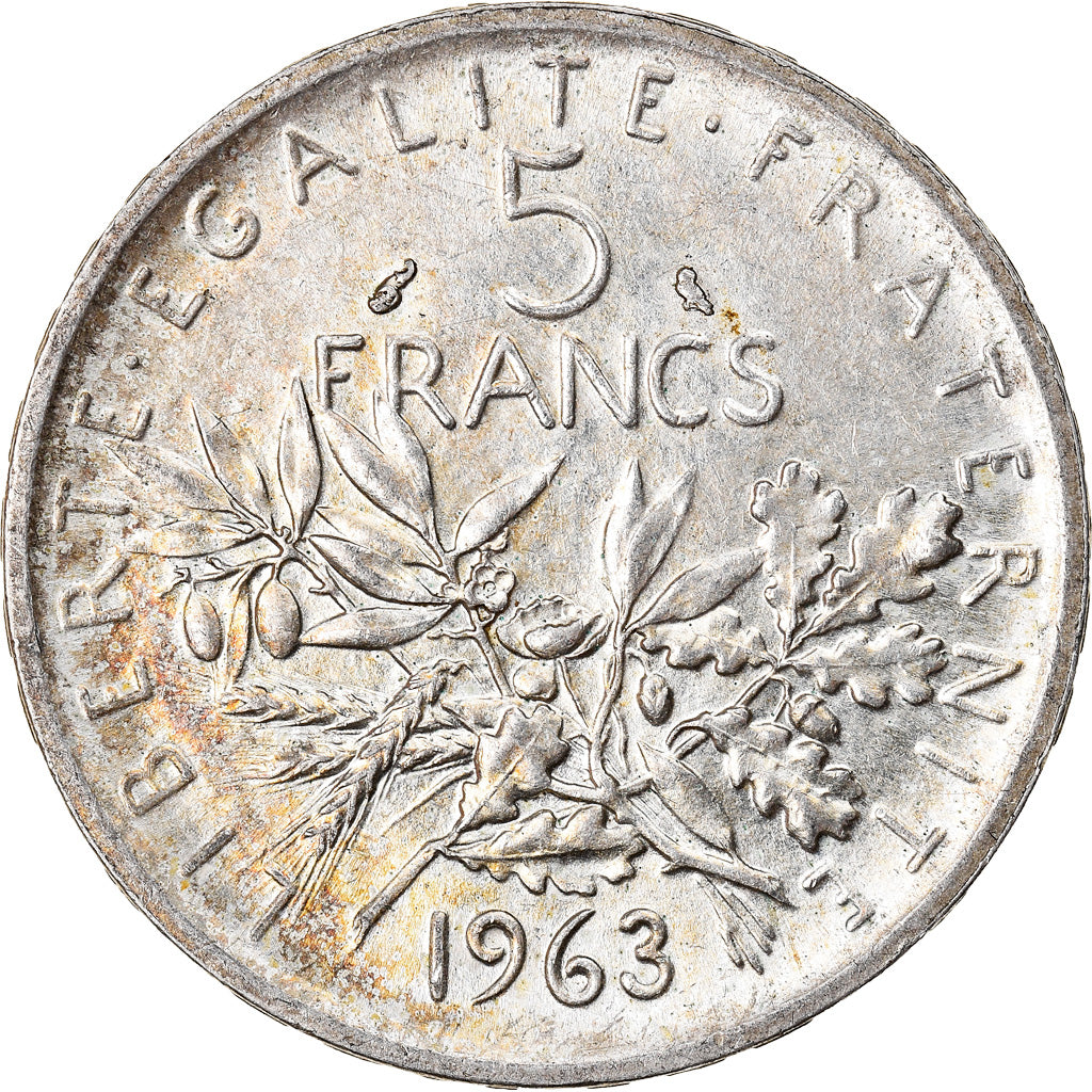 Coin, France, Semeuse, 5 Francs, 1963, Paris, AU(55-58), Silver, KM:926