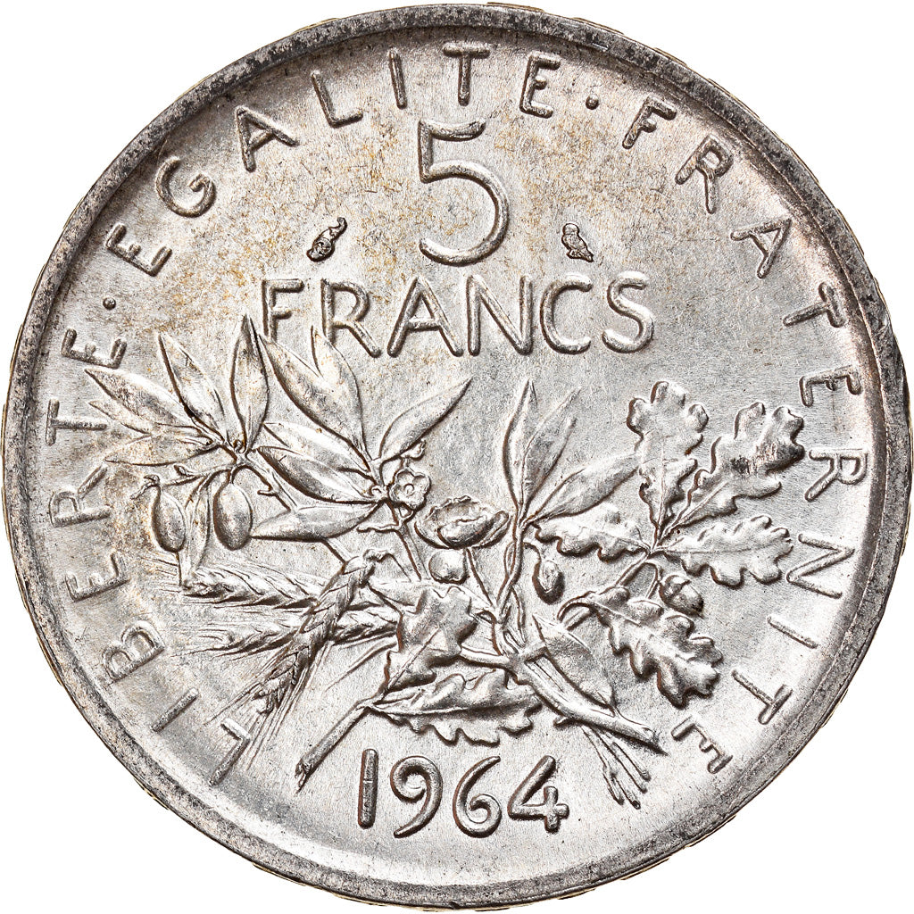 Munten, Frankrijk, Semeuse, 5 Francs, 1964, Paris, PR+, Zilver, KM:926