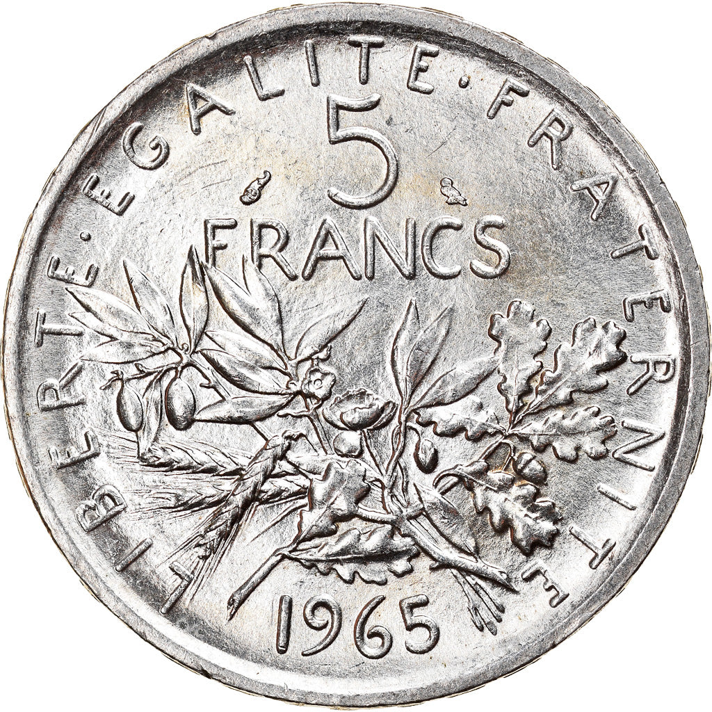Münze, Frankreich, Semeuse, 5 Francs, 1965, UNZ, Silber, KM:926, Gadoury:770