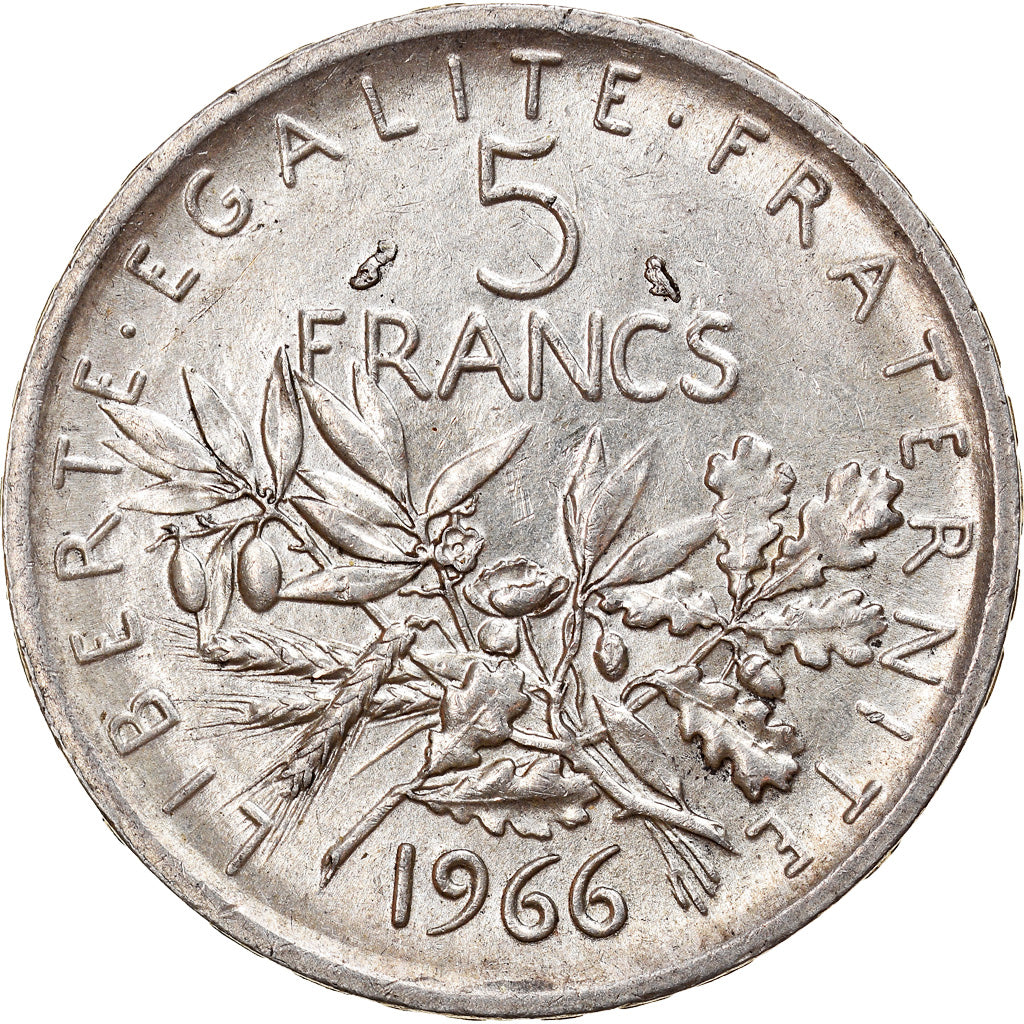 Moneda, Francia, Semeuse, 5 Francs, 1966, EBC, Plata, KM:926, Gadoury:770