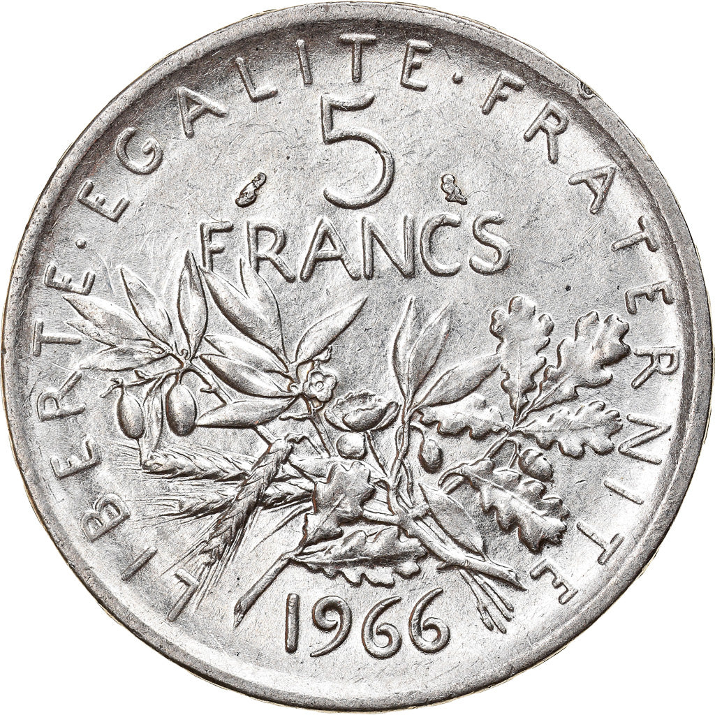 Moneda, Francia, Semeuse, 5 Francs, 1966, EBC, Plata, KM:926, Gadoury:770