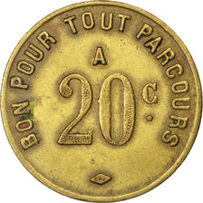 France, 20 Centimes, EF(40-45), Brass, Elie #C980.3b, 3.53