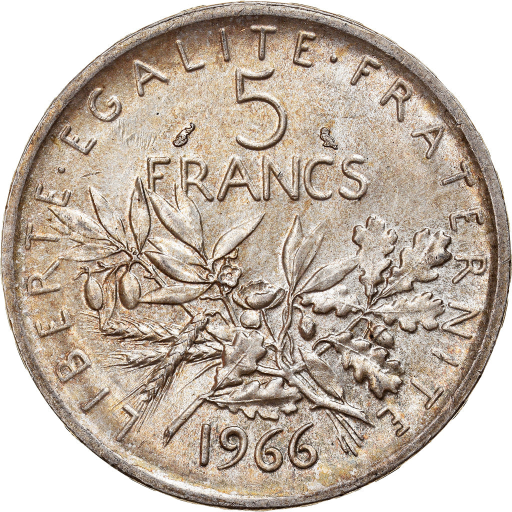 Münze, Frankreich, Semeuse, 5 Francs, 1966, VZ+, Silber, KM:926, Gadoury:770