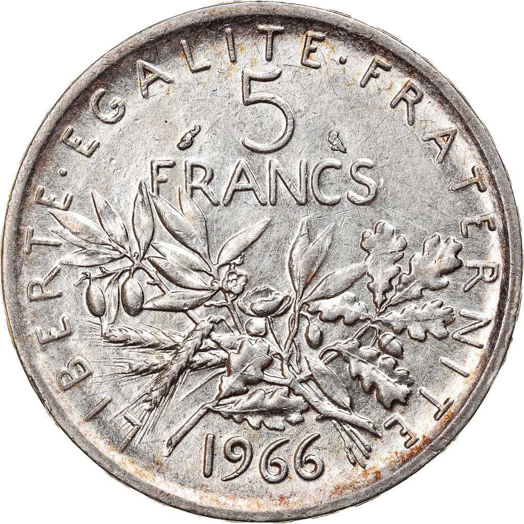 Münze, Frankreich, Semeuse, 5 Francs, 1966, VZ+, Silber, KM:926, Gadoury:770