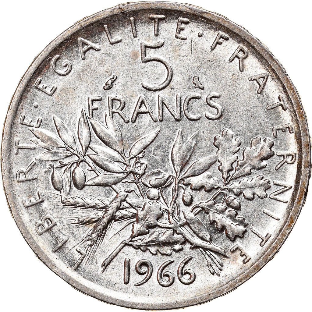 Münze, Frankreich, Semeuse, 5 Francs, 1966, VZ+, Silber, KM:926, Gadoury:770