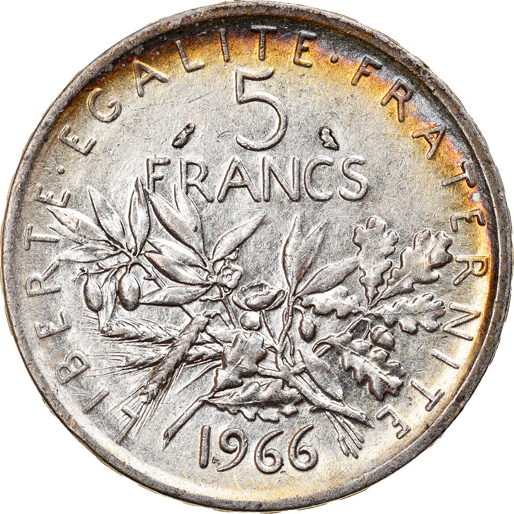 Moneda, Francia, Semeuse, 5 Francs, 1966, EBC+, Plata, KM:926, Gadoury:770