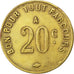 France, 20 Centimes, EF(40-45), Brass, Elie #C980.3c, 3.56