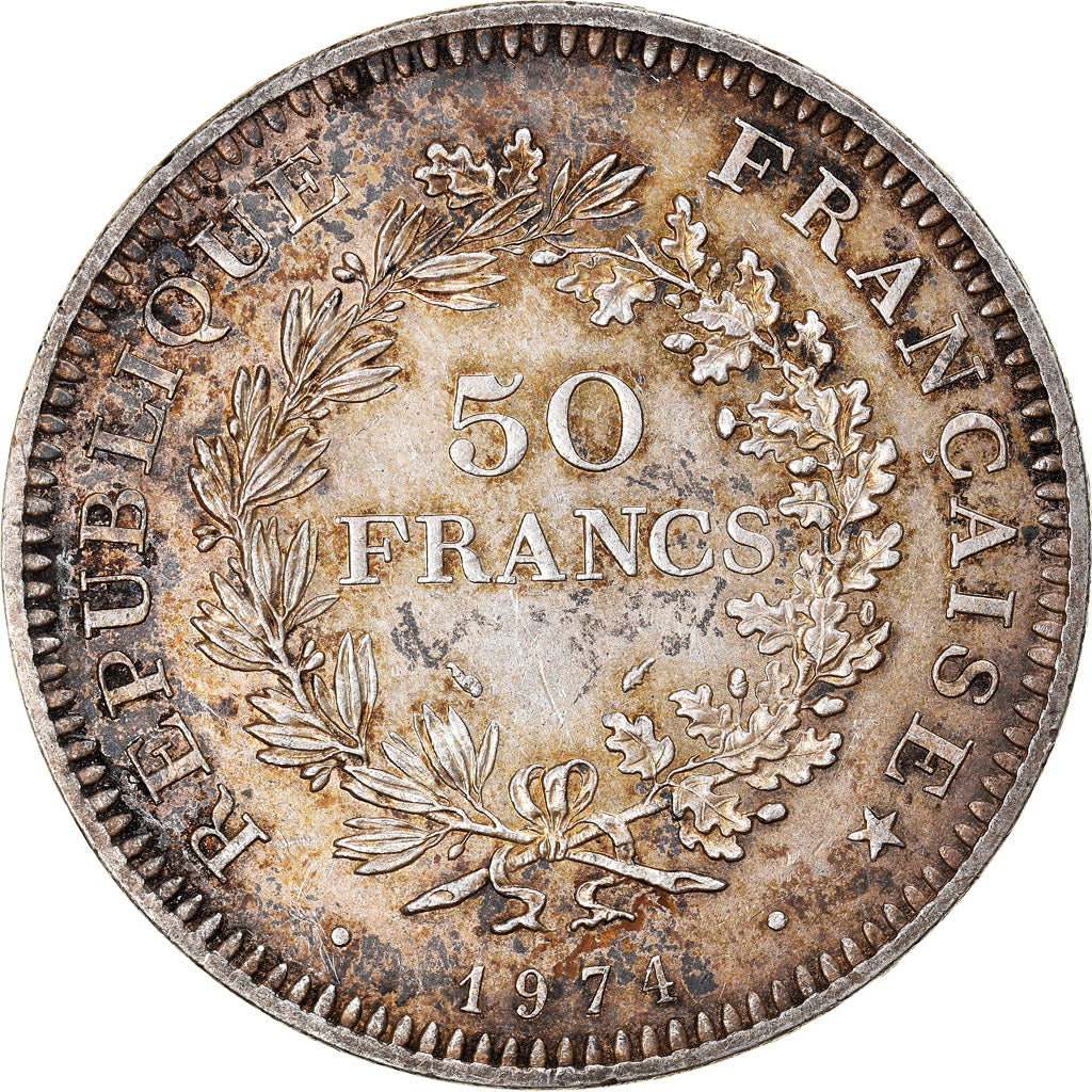 Monnaie, France, Hercule, 50 Francs, 1974, Frappe hybride, TTB+, Argent