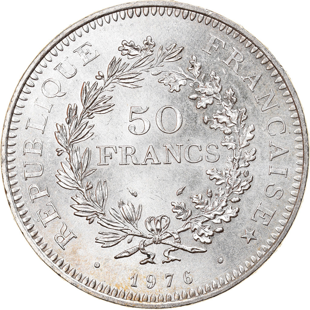 Münze, Frankreich, Hercule, 50 Francs, 1976, Paris, VZ+, Silber, KM:941.1