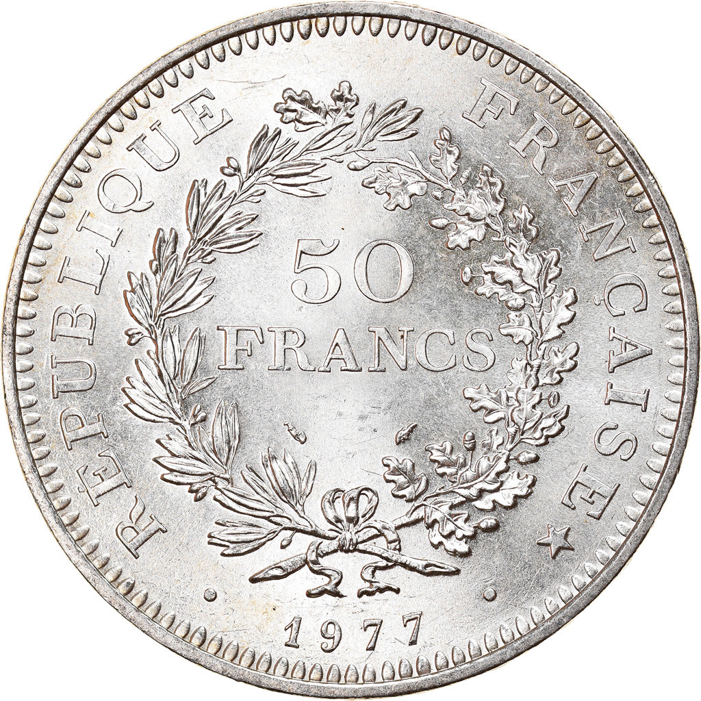 Coin, France, Hercule, 50 Francs, 1977, Paris, MS(63), Silver, KM:941.1