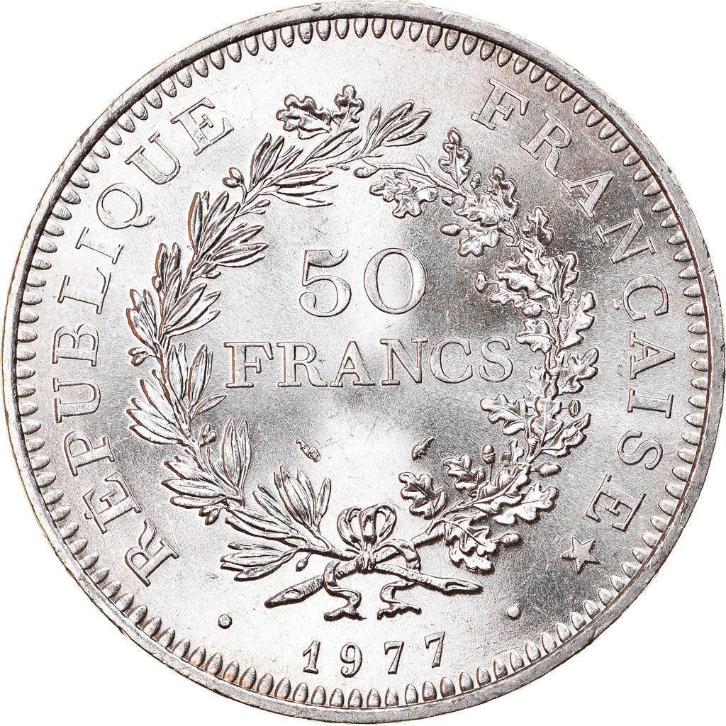 Coin, France, Hercule, 50 Francs, 1977, Paris, MS(63), Silver, KM:941.1