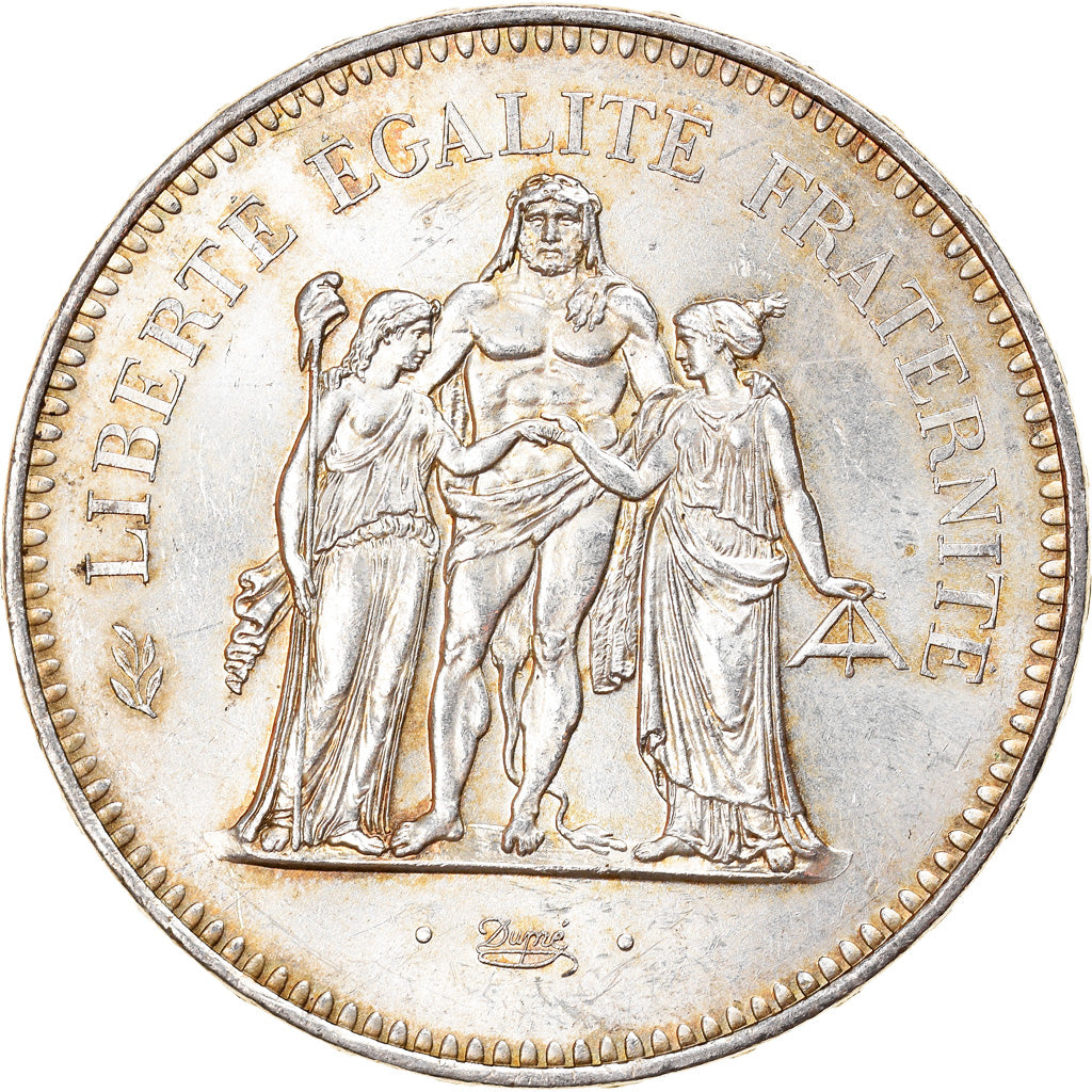 Moeda, França, Hercule, 50 Francs, 1979, Paris, MS(63), Prata, KM:941.1