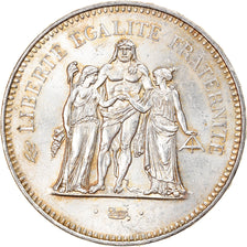 Moeda, França, Hercule, 50 Francs, 1979, Paris, MS(63), Prata, KM:941.1