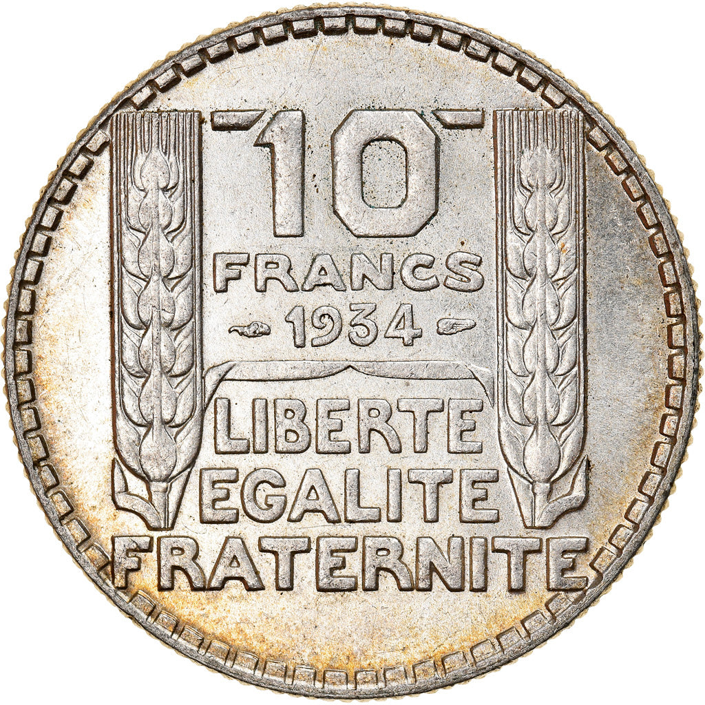Moneda, Francia, Turin, 10 Francs, 1934, Paris, MBC+, Plata, KM:878, Gadoury:801