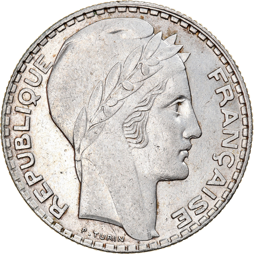 Munten, Frankrijk, Turin, 10 Francs, 1939, Paris, ZF+, Zilver, KM:878