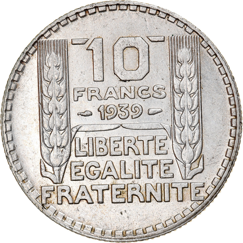 Munten, Frankrijk, Turin, 10 Francs, 1939, Paris, ZF+, Zilver, KM:878