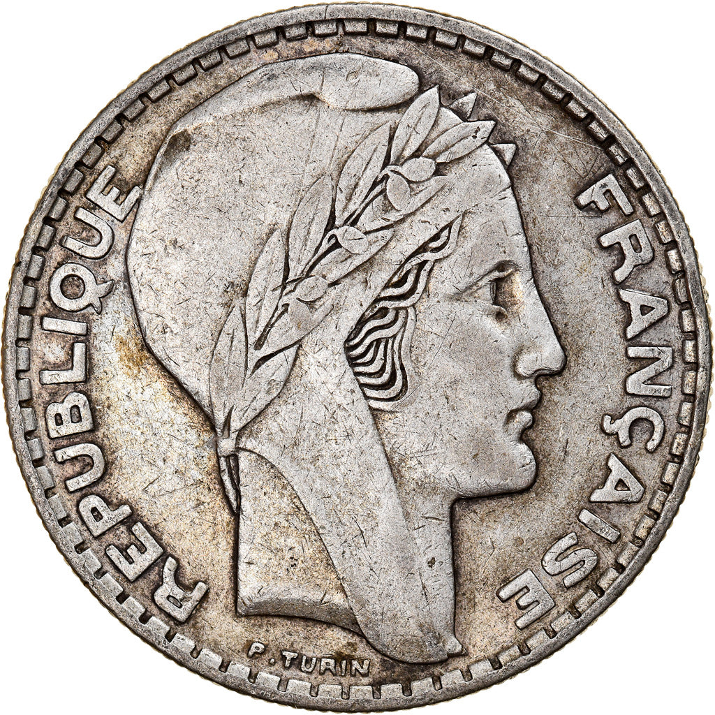 Moneta, Francia, Turin, 20 Francs, 1937, Paris, MB+, Argento, KM:879