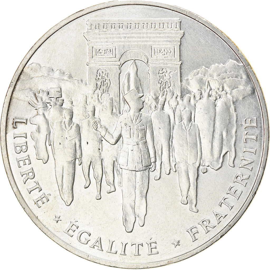 Moeda, França, Libération de Paris, 100 Francs, 1994, MS(63), Prata