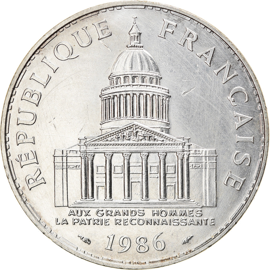 Moneda, Francia, Panthéon, 100 Francs, 1986, Paris, SC, Plata, KM:951.1
